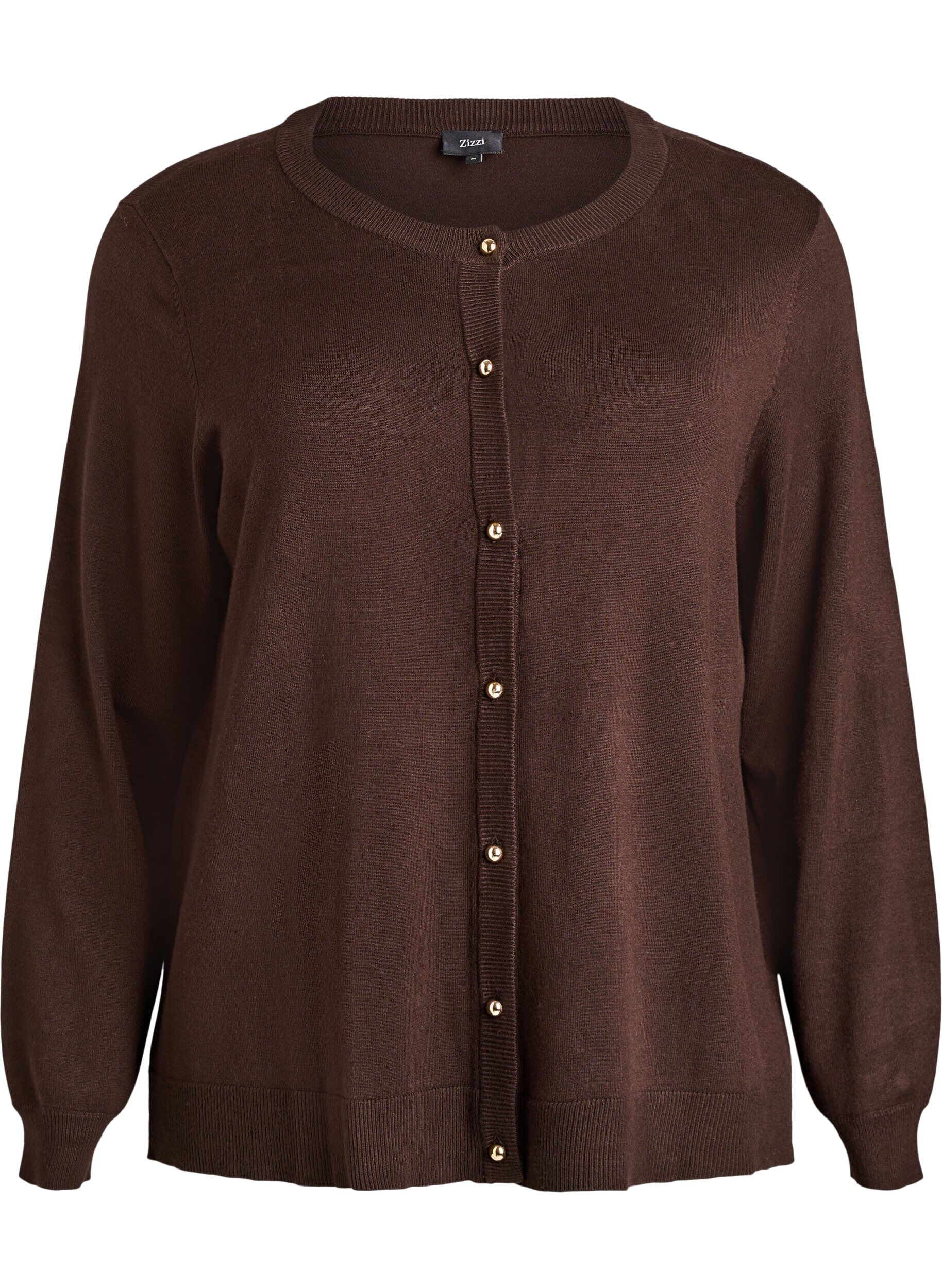 Finstrikket cardigan med kugleknapper