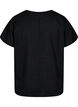 Kortærmet bluse i bomuldsmix med hør, Black, Packshot image number 1