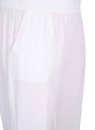 Ensfarvede bomuldsbukser med hør, Bright White, Packshot image number 2