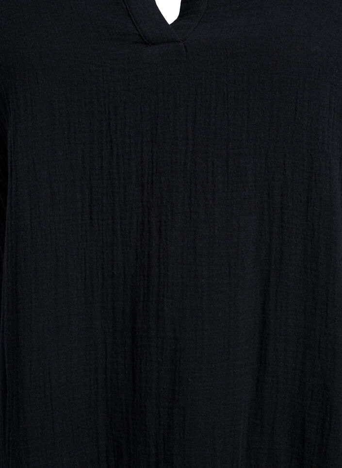 Kort kjole i bomuldsmusselin med A-facon, Sort, Packshot image number 2
