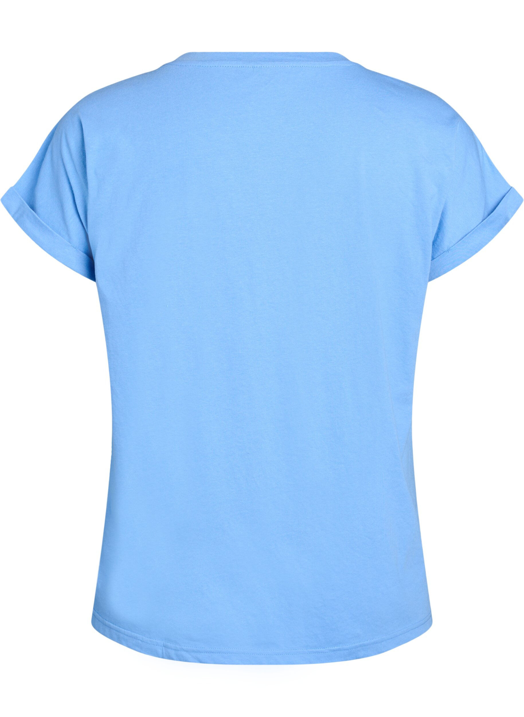 ZizziKort&aelig;rmet t-shirt i bomuldsblanding, Bl&aring;, Packshot image number 1