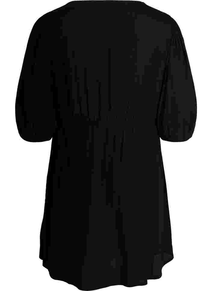 Kjole med knapper og 3/4 ærmer, Black, Packshot image number 1