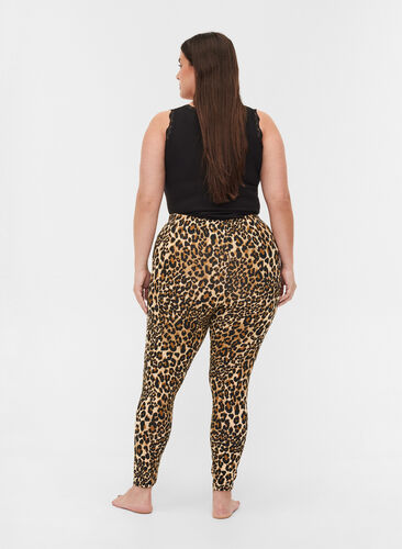 Viskose leggings med leopardprint, LEO AOP, Model image number 1