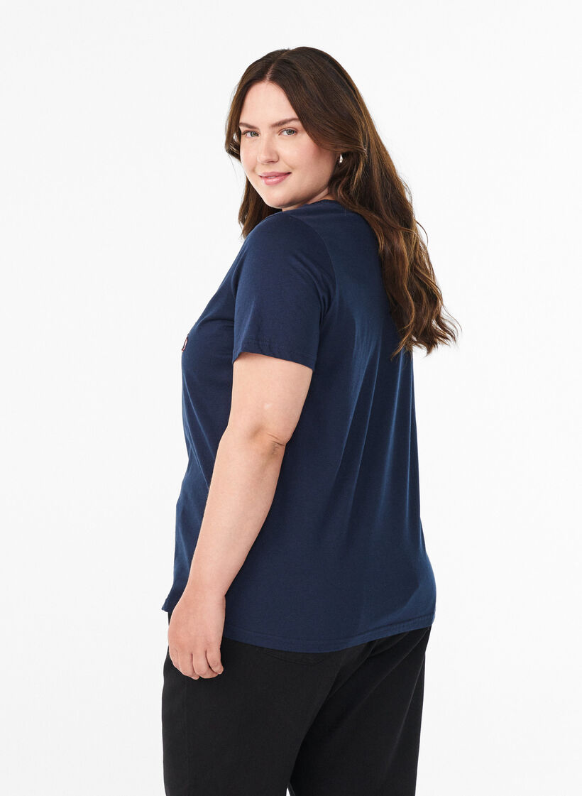 Jule t-shirt i &oslash;kologisk bomuld, Bl&aring;, Model image number 2
