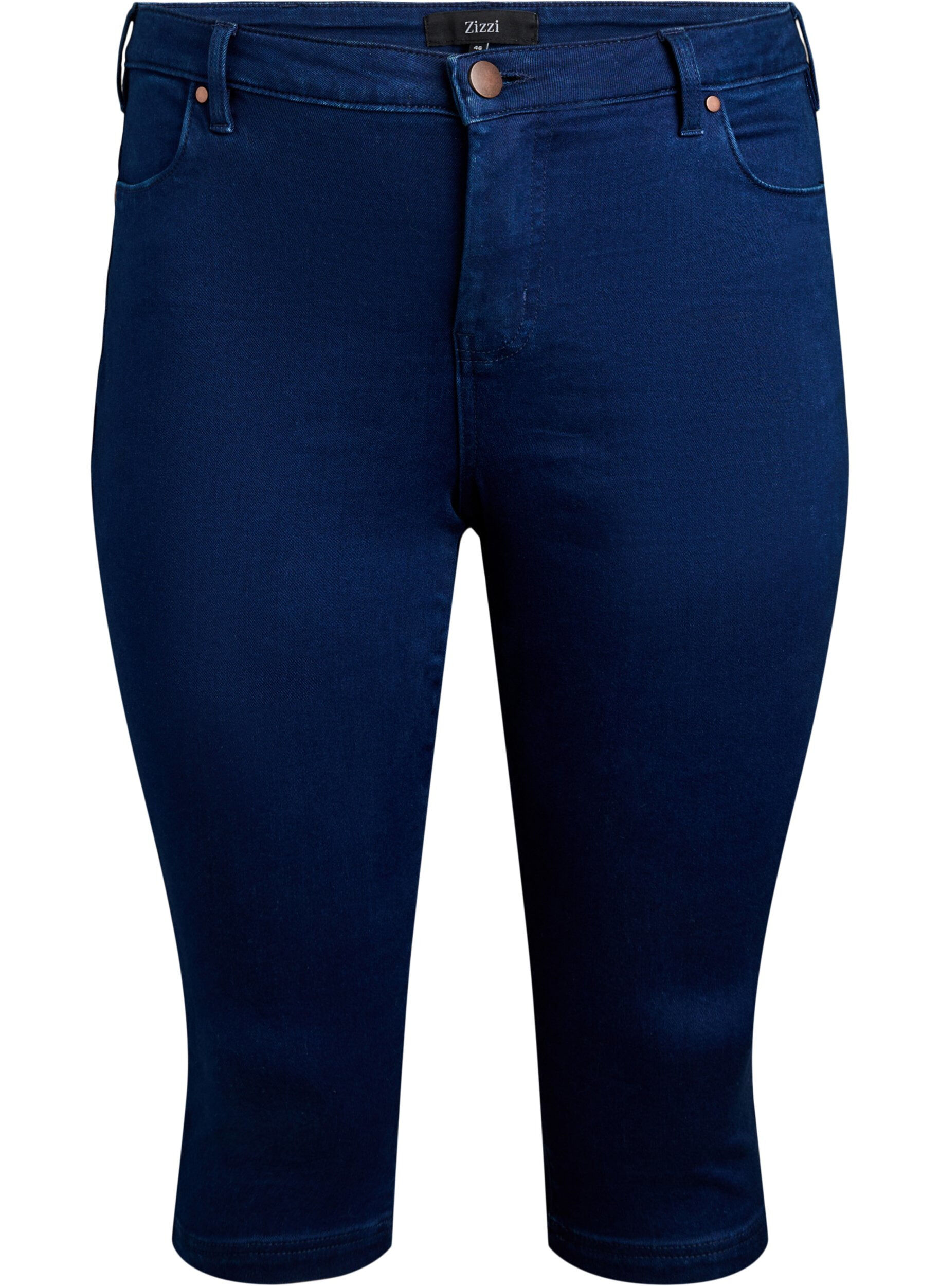 ZizziH&oslash;jtaljede Amy capri jeans med super slim fit, Bl&aring;, Packshot image number 0