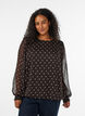 Prikket chiffonbluse med transparente &aelig;rmer, Brun, Model image number 0