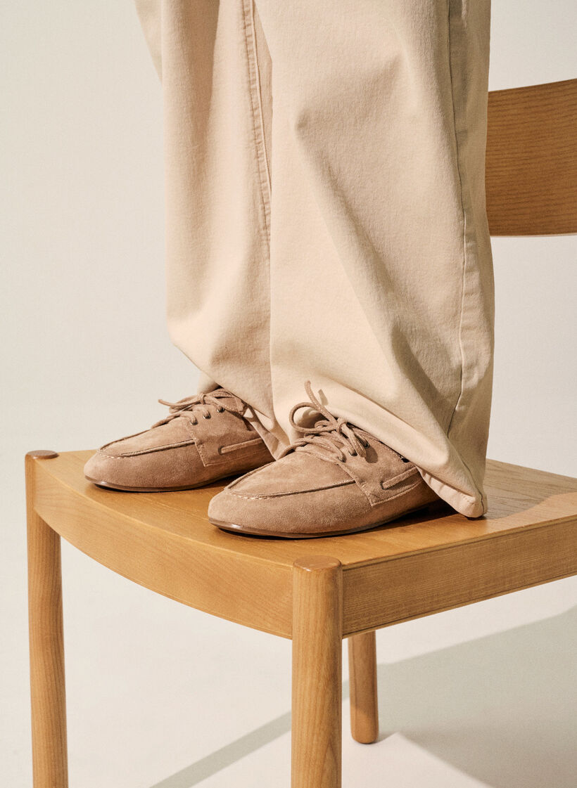 Mokkasin sko i imiteret ruskind, Beige, Image image number 0