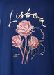 T-shirt i bomuld med frontprint og V-hals, Bl&aring;, Packshot image number 2