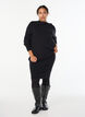 Kort striknederdel med bred linning, Sort, Model image number 0