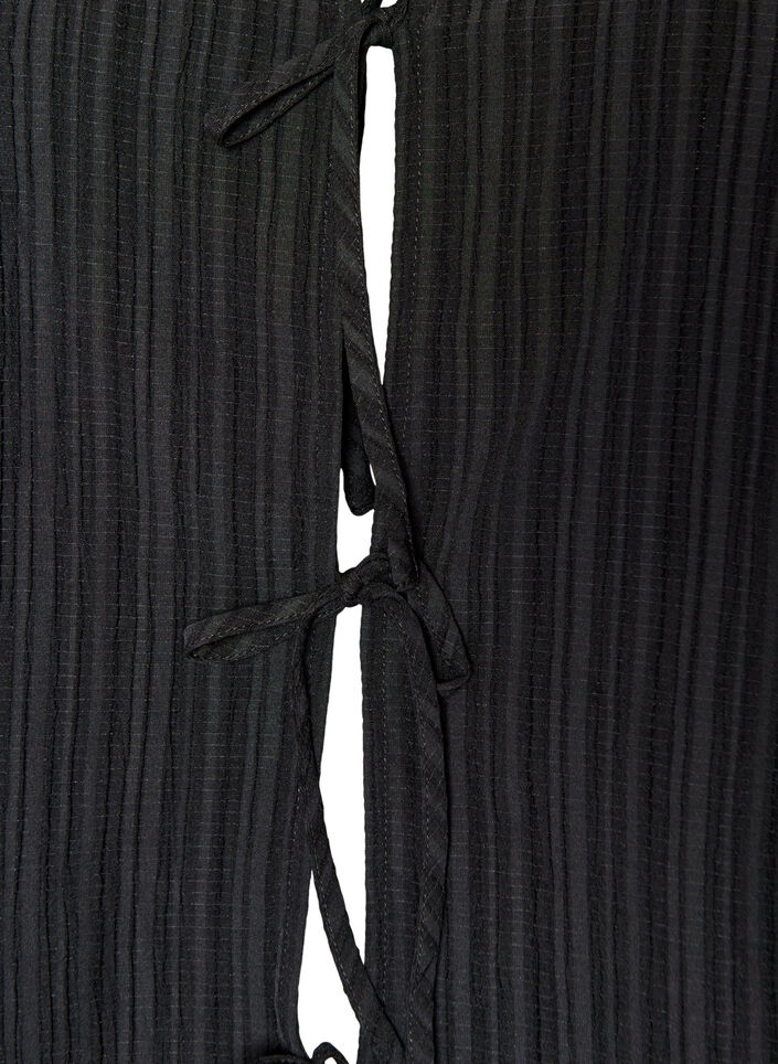 &AElig;rmel&oslash;s bluse med struktur og sl&oslash;jfelukning, Sort, Packshot image number 2