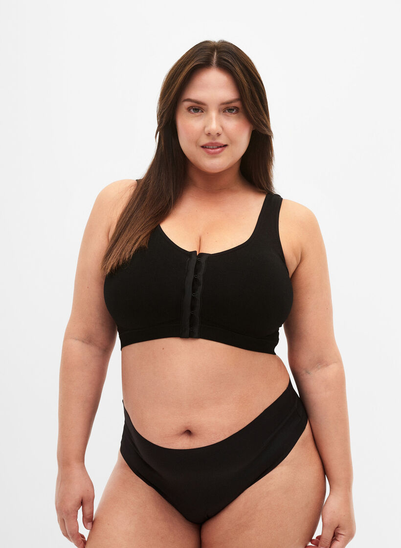 Seamless bh med lukning foran, Black, Model image number 2