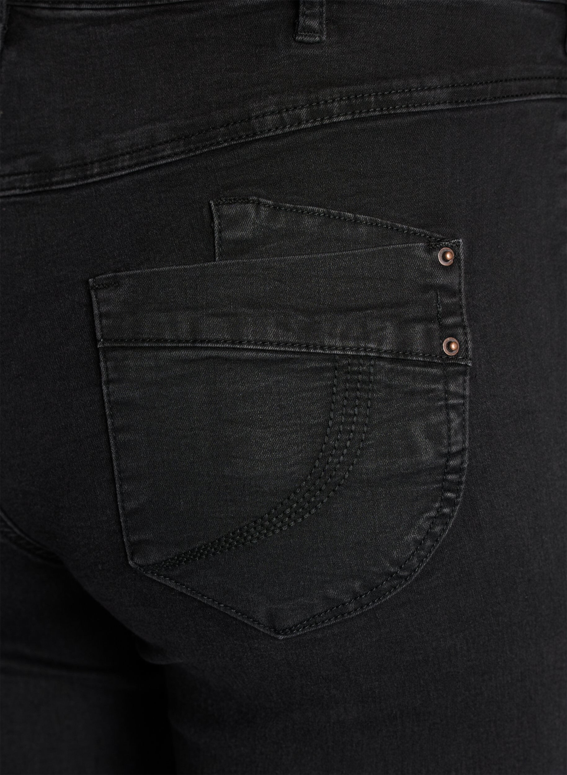 ZizziRegular fit Gemma jeans med h&oslash;j talje, Sort, Packshot image number 3