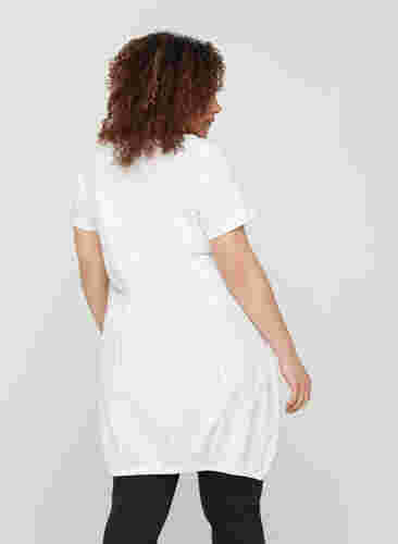Kortærmet kjole i bomuld, White, Model image number 1