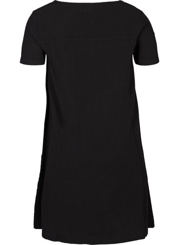 Kortærmet kjole i bomuld, Black, Packshot image number 1