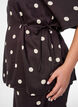 Prikket viskosebluse med V-udsk&aelig;ring og bindeb&aring;nd, Brun, Model image number 3