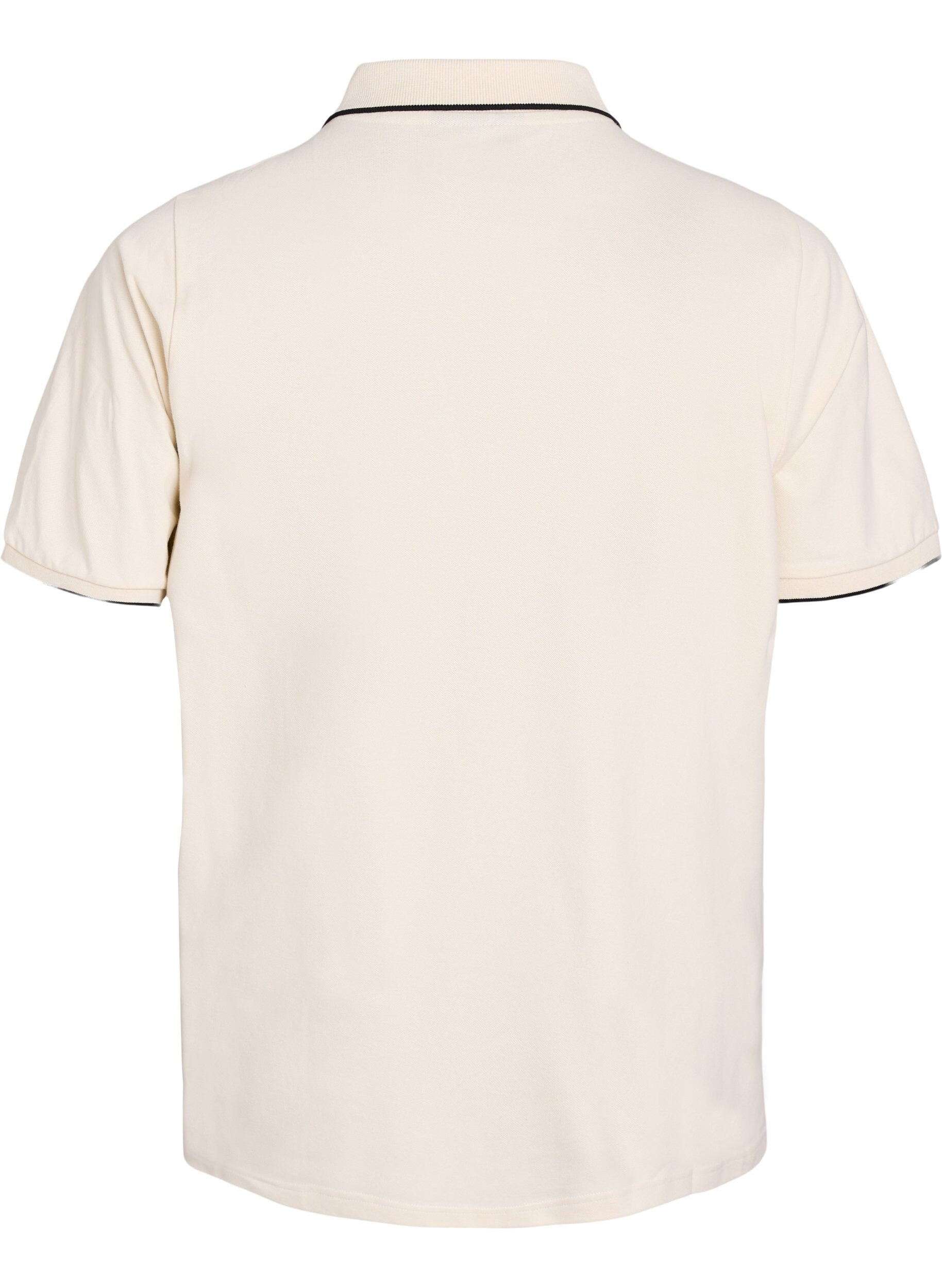 Zizzi Kort&aelig;rmet poloshirt, Beige, Packshot image number 1