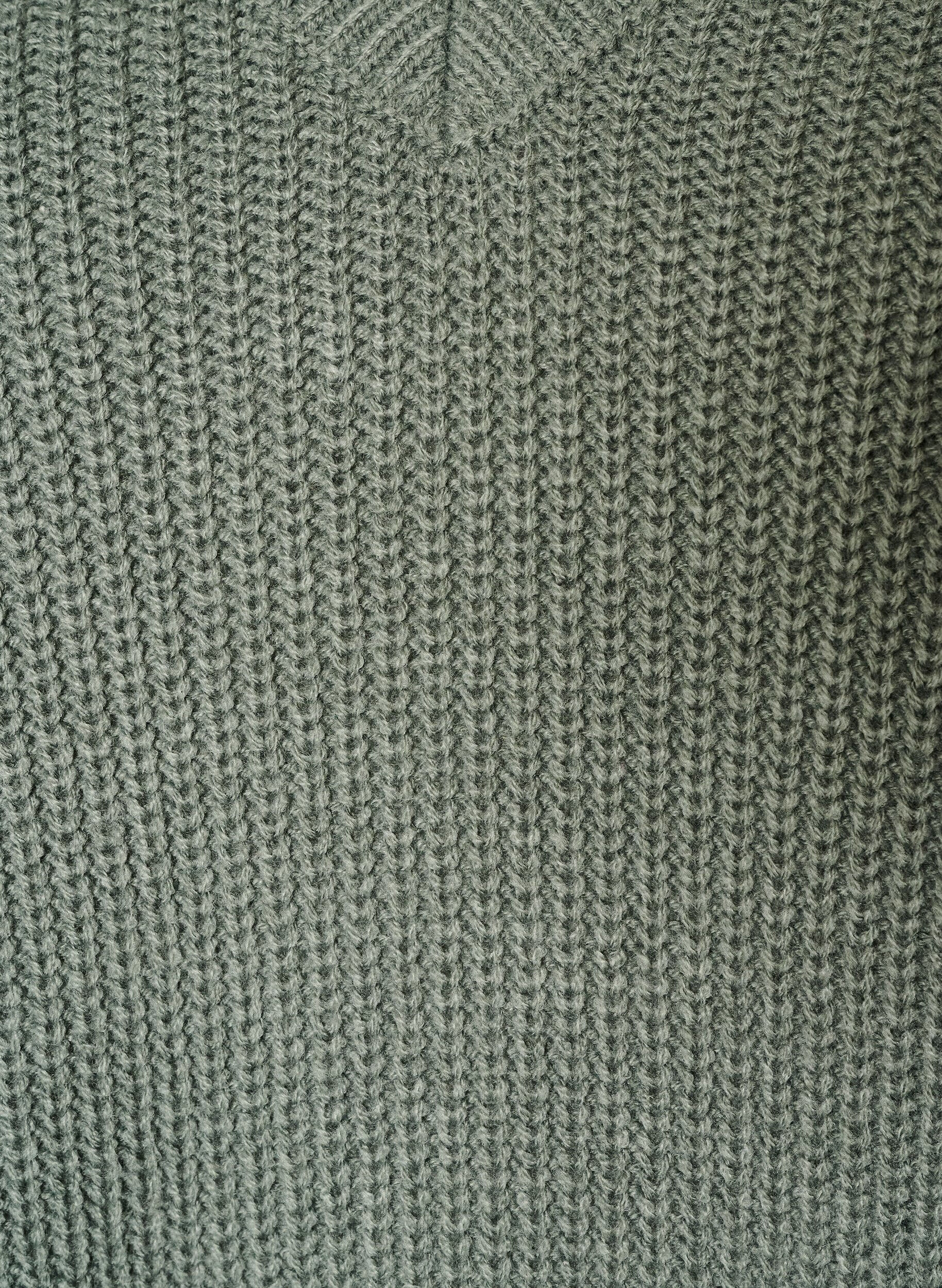 ZizziLang ribstrikket bluse med V-hals, Gr&oslash;n, Packshot image number 2