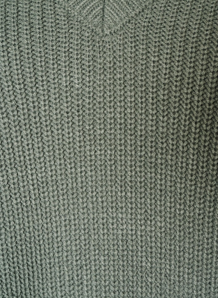 Lang ribstrikket bluse med V-hals, Gr&oslash;n, Packshot image number 2