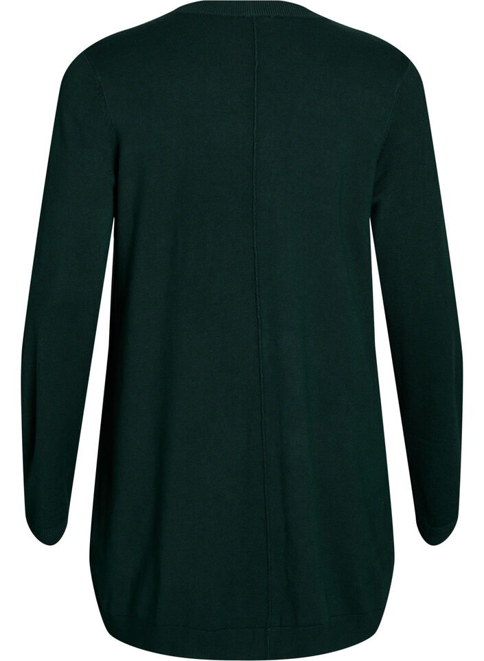 Lang strikcardigan i viskosemix., Gr&oslash;n, Packshot image number 1