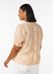 Blomstret bluse i viskose med korte &aelig;rmer og fl&aelig;sekrave, Gul, Model image number 2
