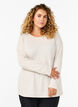 Bluse med pynteknapper , Beige, Model image number 0