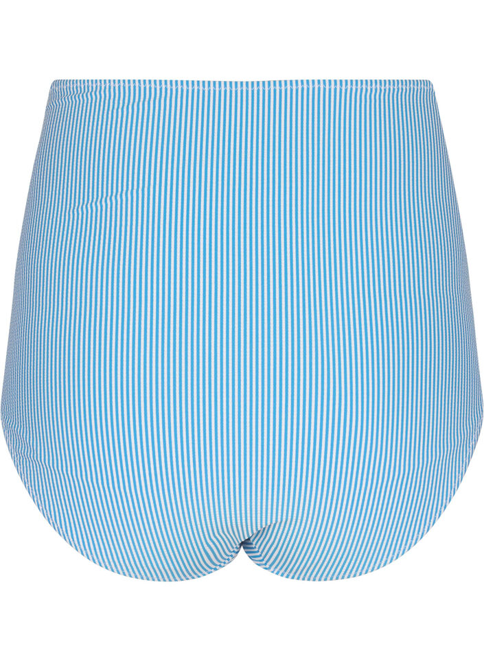 Stribet bikiniunderdel med ekstra høj talje, Blå, Packshot image number 1