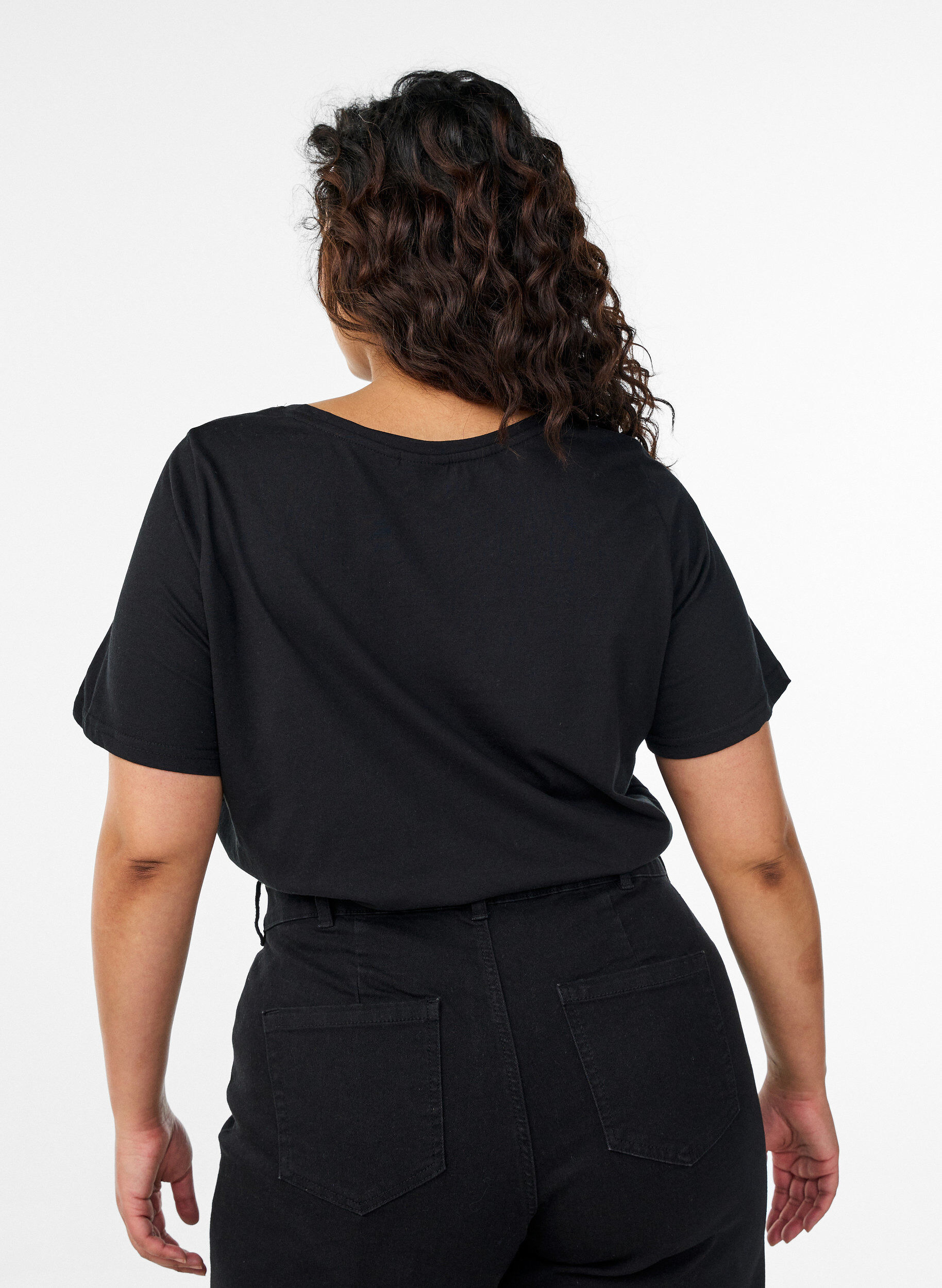 Zizzi FLASH - T-shirt med motiv, Sort, Model image number 2