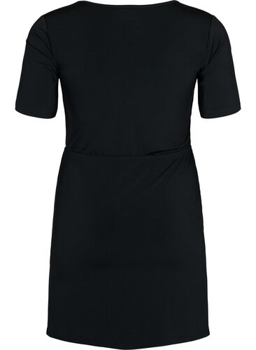 Kort kjole med udskåret parti, Black, Packshot image number 1