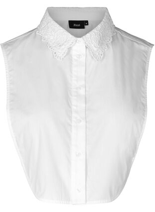 Løs skjorte krave med blonder, Bright White, Packshot image number 0