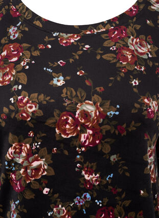 Blomstret velour bluse med lange ærmer, Flower AOP, Packshot image number 2