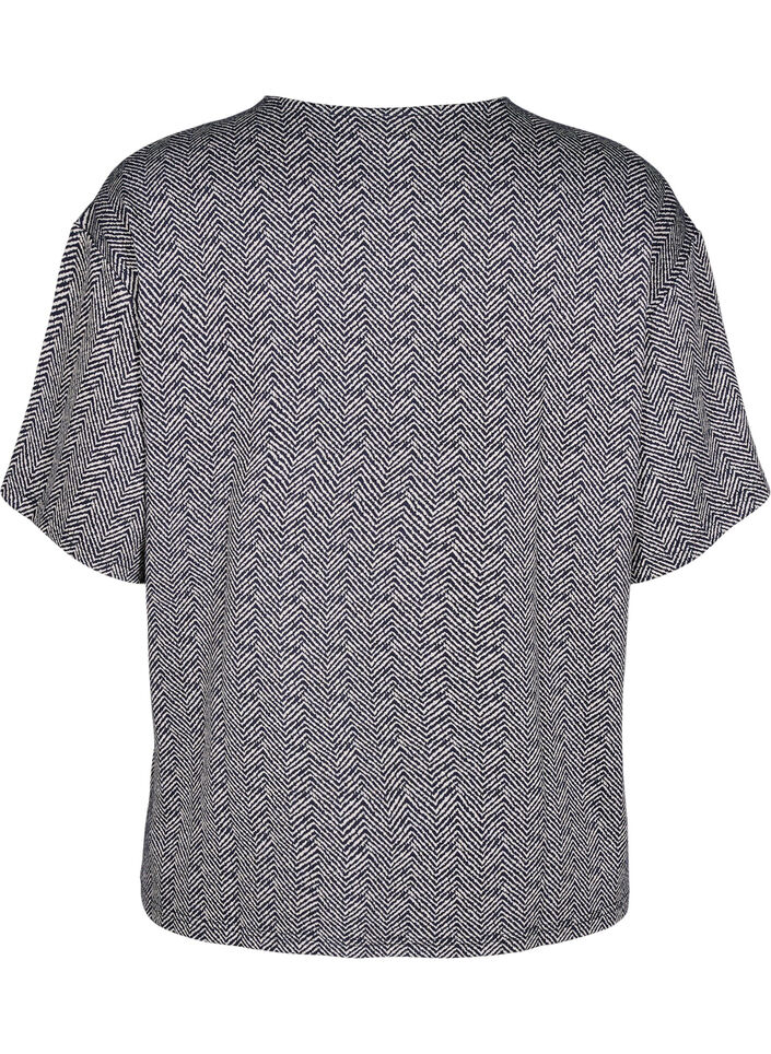 Oversize bluse med mønster, Blå, Packshot image number 1