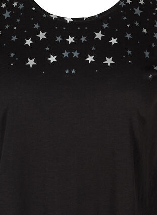 Kortærmet bomulds t-shirt med stjerner, Black STARS, Packshot image number 2