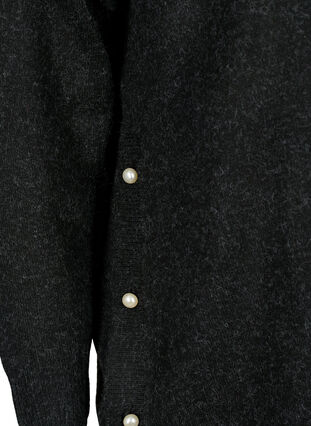 Meleret strikbluse med perleknapper i siden, Dark Grey Melange, Packshot image number 3