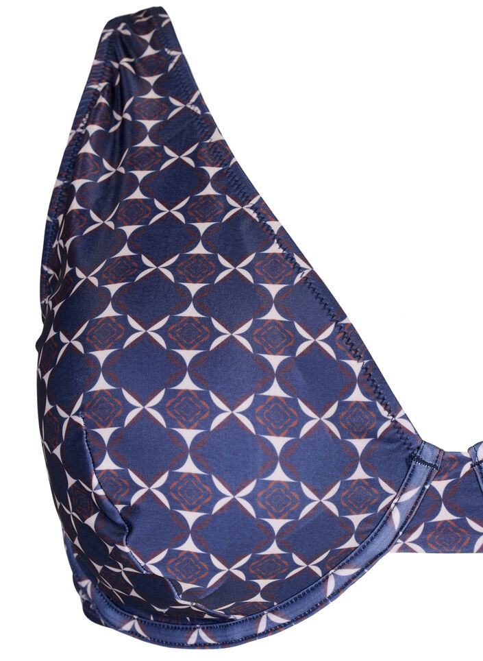 Printet bikini overdel med bøjle, Blå, Packshot image number 2