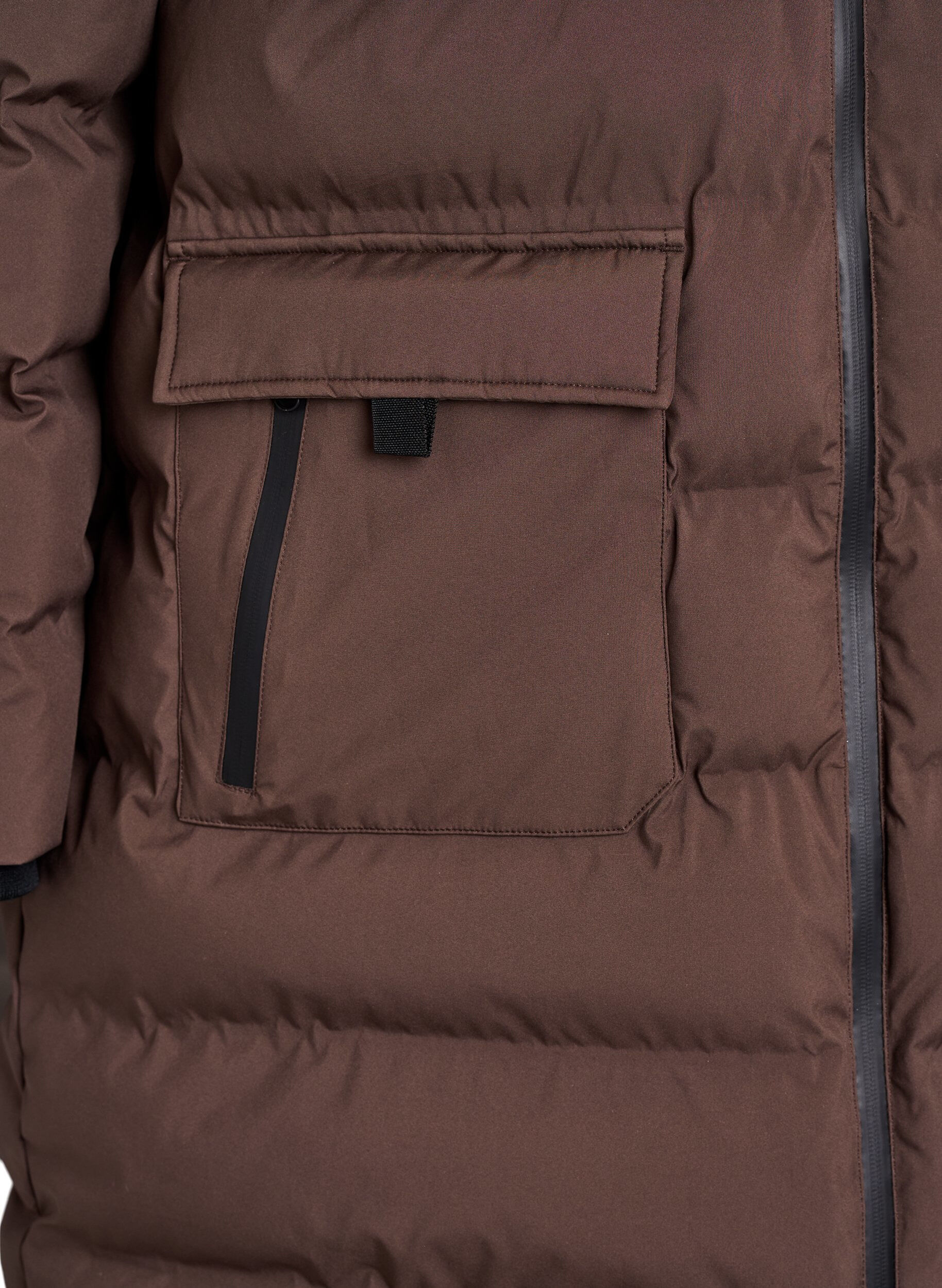 Zizzi Pufferfrakke med h&aelig;tte og lommer, Brun, Packshot image number 3