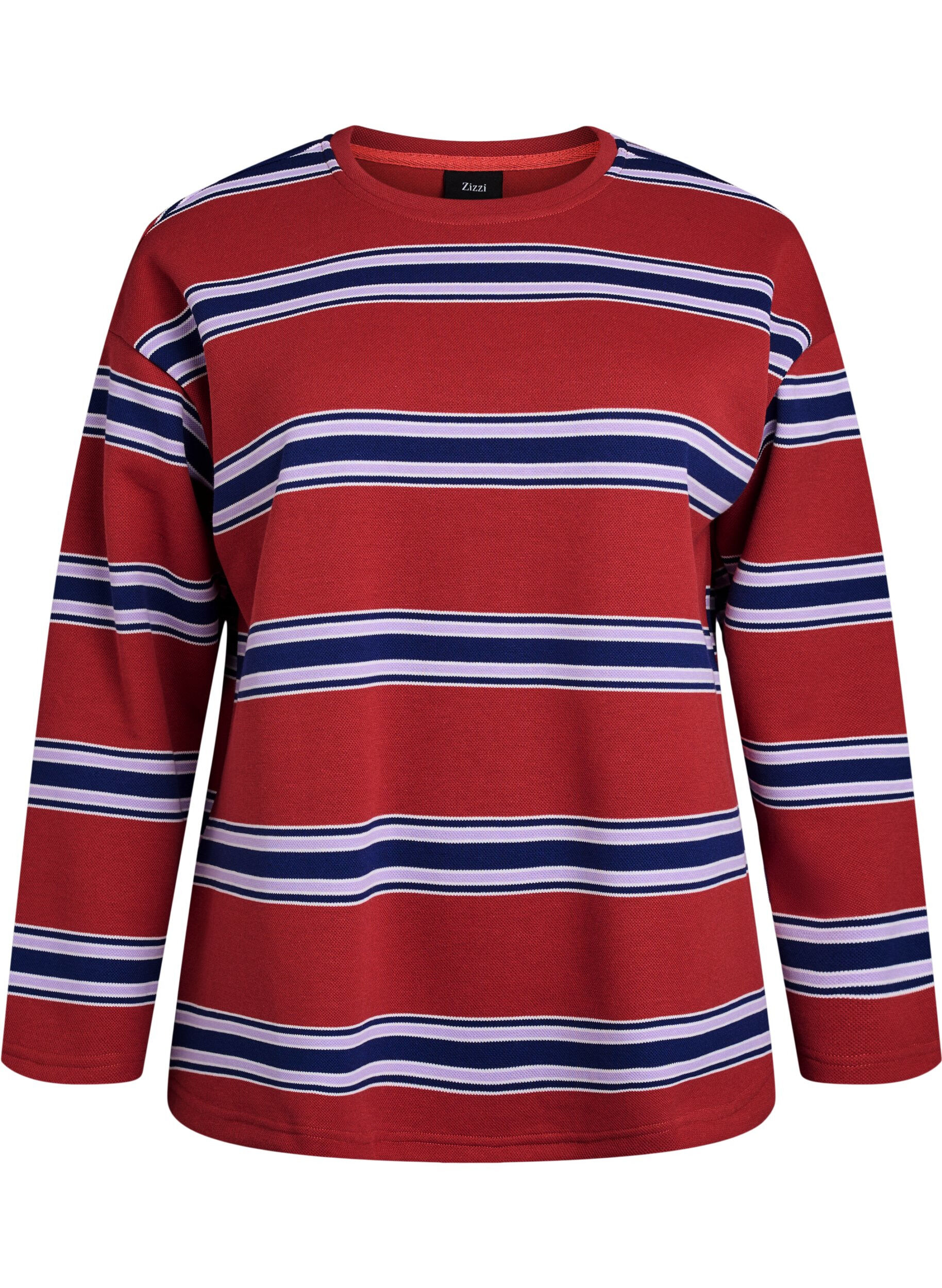 Jerseybluse med brede striber