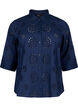 Skjortebluse med broderi anglaise og 3/4 ærmer, Navy Blazer, Packshot image number 0