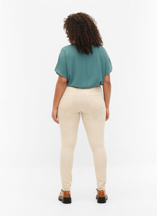 Højtaljede Amy jeans med super slim fit, Oatmeal, Model image number 1