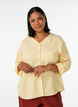 Bluse i h&oslash;r og viskose med V-udsk&aelig;ring, Gul, Model image number 0