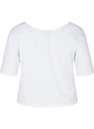 Bomulds t-shirt med 2/4 ærmer, White, Packshot image number 1