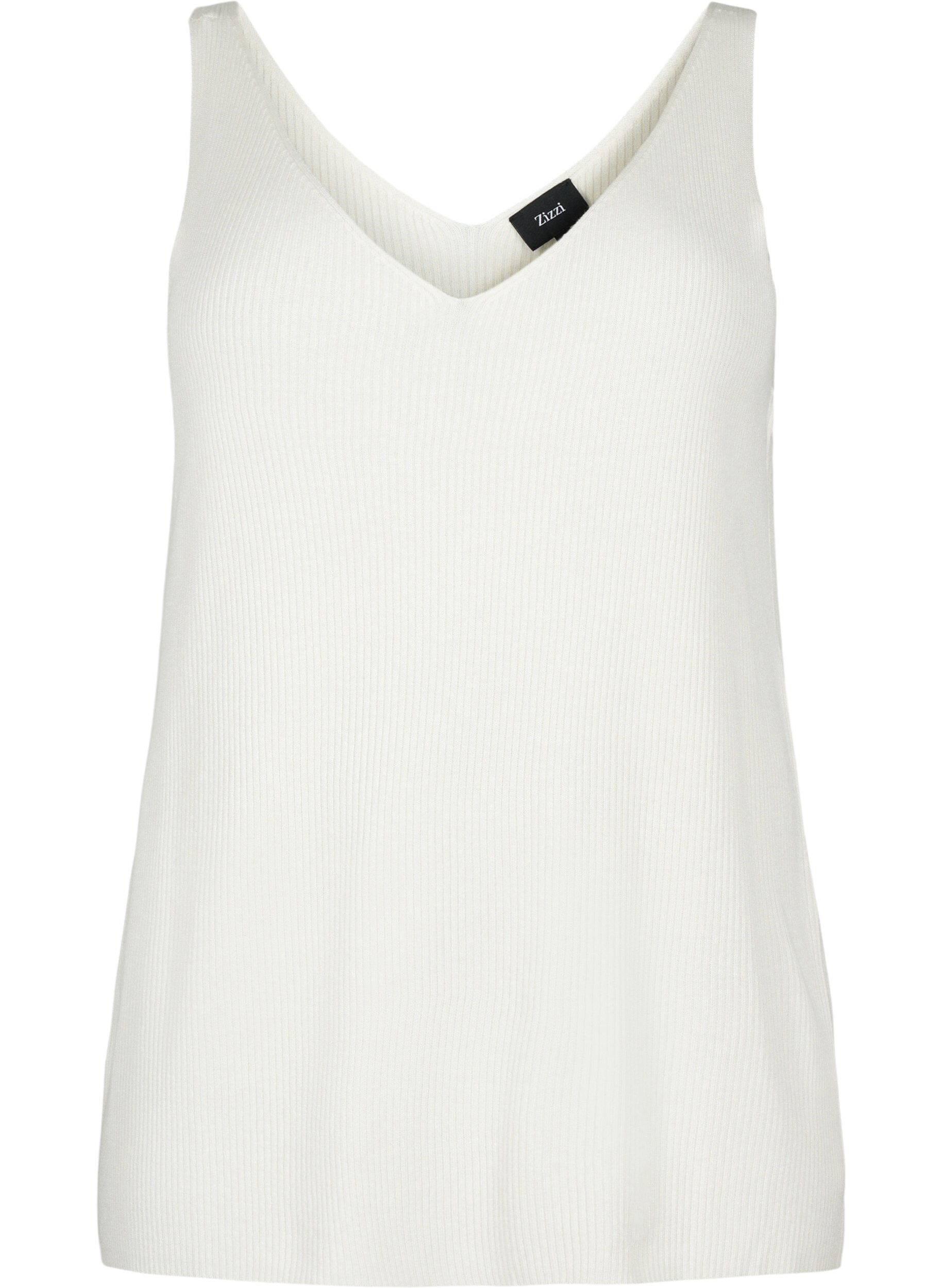 Strikket top med v-udsk&aelig;ring