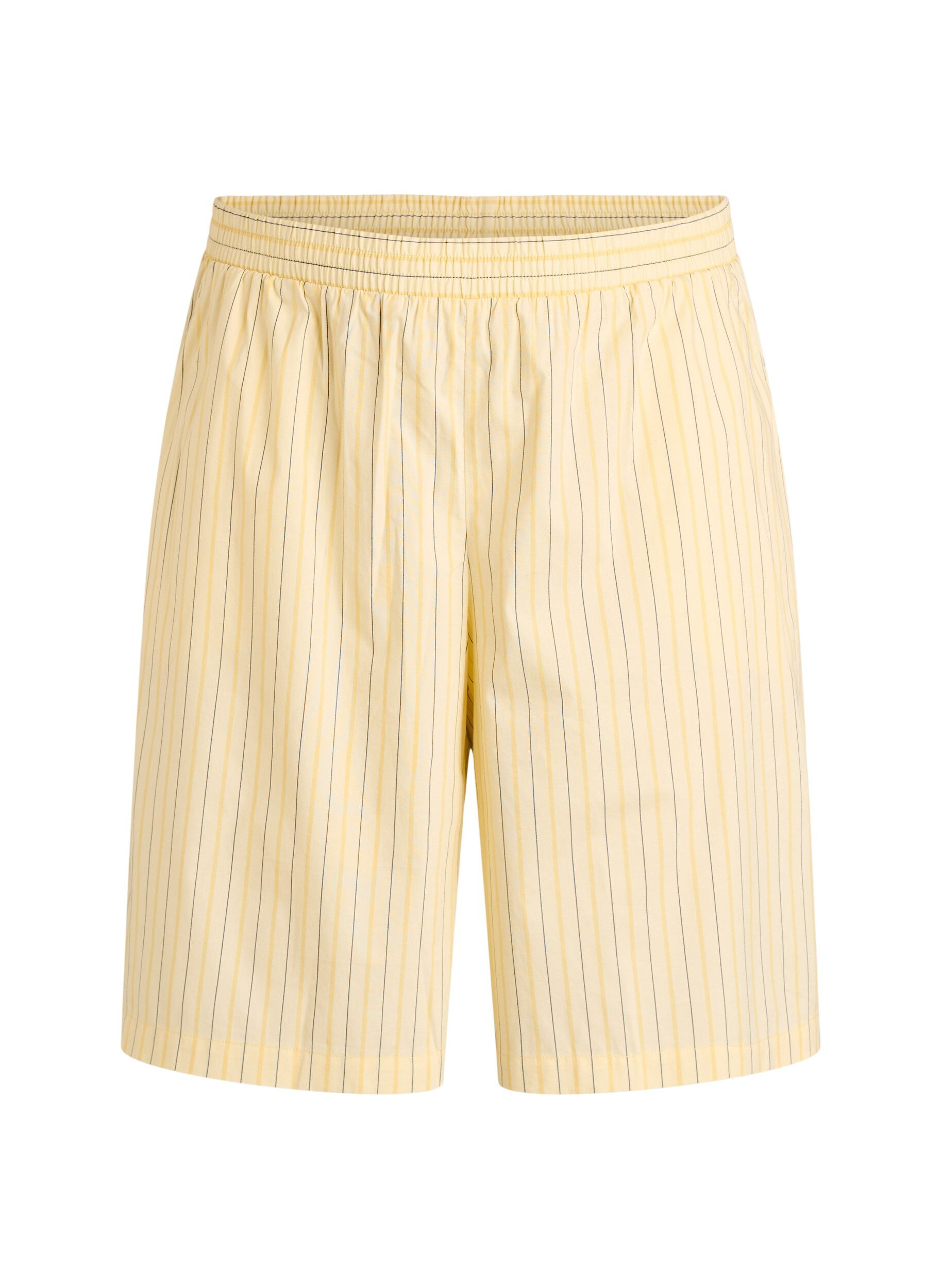 Stribede shorts med h&oslash;j talje og l&oslash;s pasform