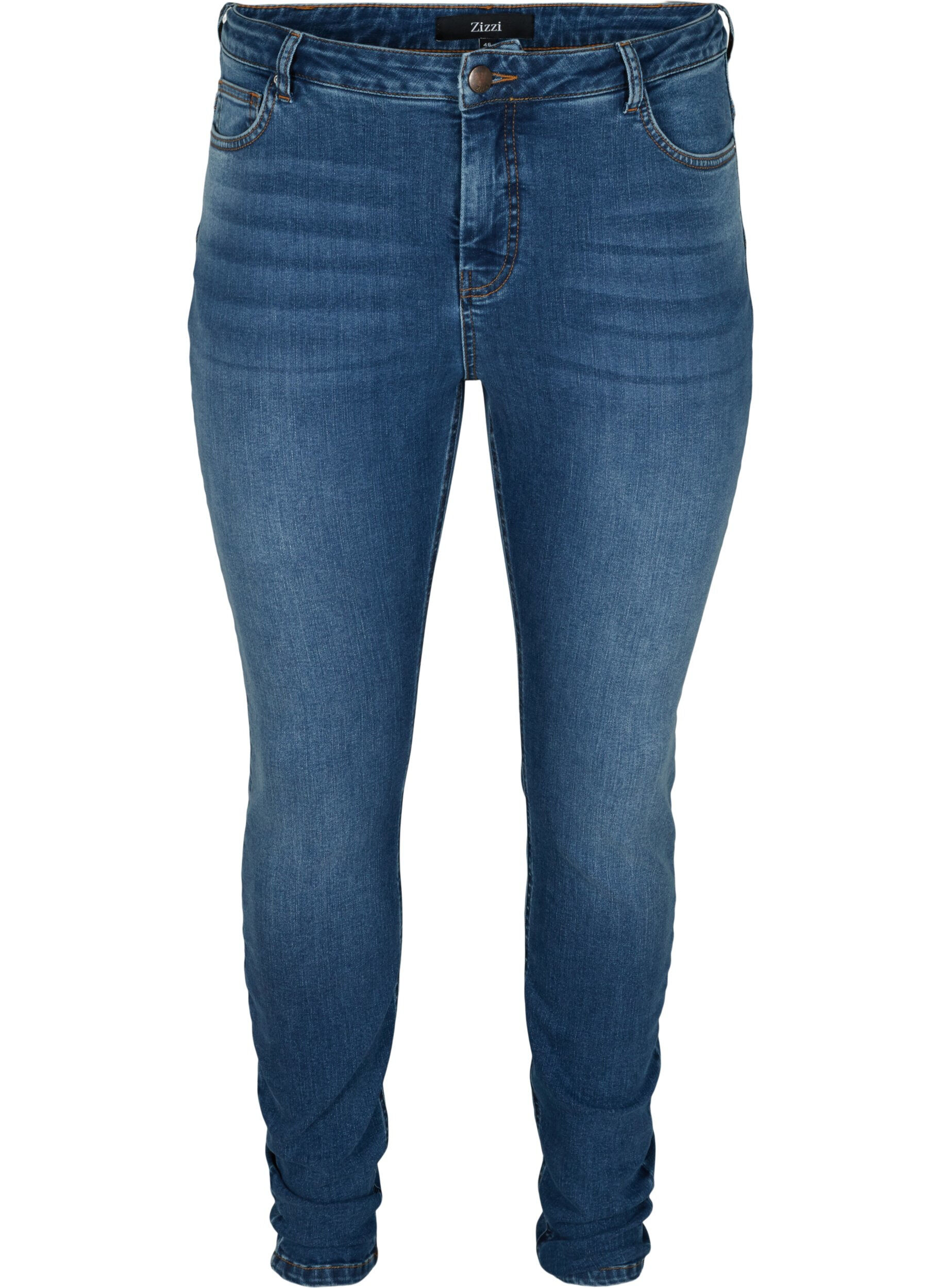 Zizzi H&oslash;jtaljede Amy jeans med push up, Blue denim, Packshot image number 0