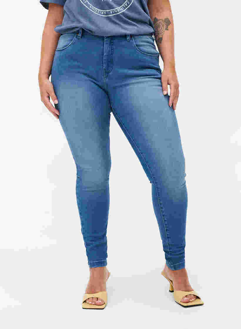 Super slim Amy jeans med høj talje, Lt blue Denim, Model image number 3