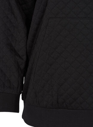 Sweat cardigan med quiltet mønster, Black, Packshot image number 3