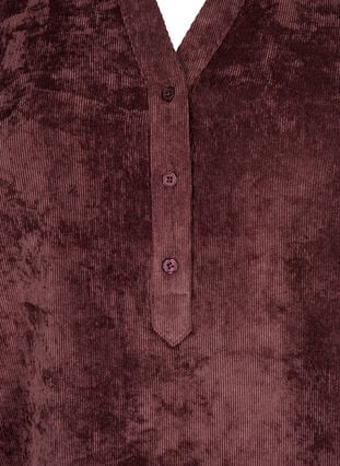 Fløjlskjole med 3/4 ærmer og knapper, Fudge, Packshot image number 2
