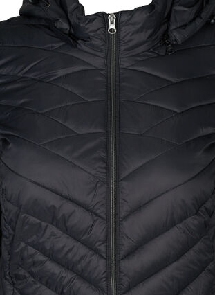 Lang quiltet letvægts jakke, Black, Packshot image number 2