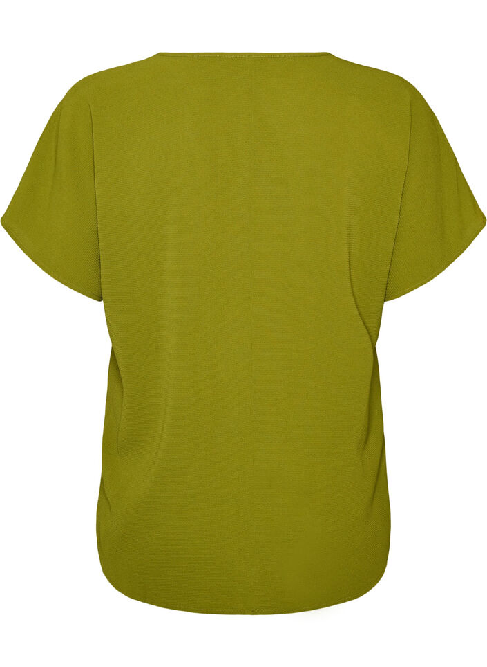 Bluse med korte &aelig;rmer og rund halsudsk&aelig;ring , Gr&oslash;n, Packshot image number 1
