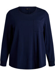 Lang&aelig;rmet natbluse i bl&oslash;d bomuldsjersey, Bl&aring;