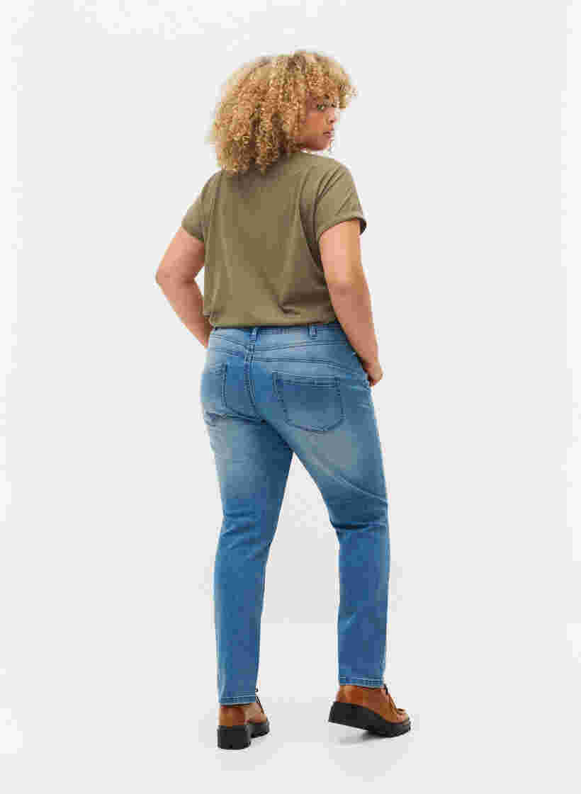 Ripped Emily jeans med regulær talje, Blue denim, Model image number 1